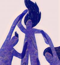 Tanzende Menschen auf einer Zeichnung