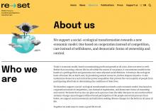 Screenshot der RESET-Webseite